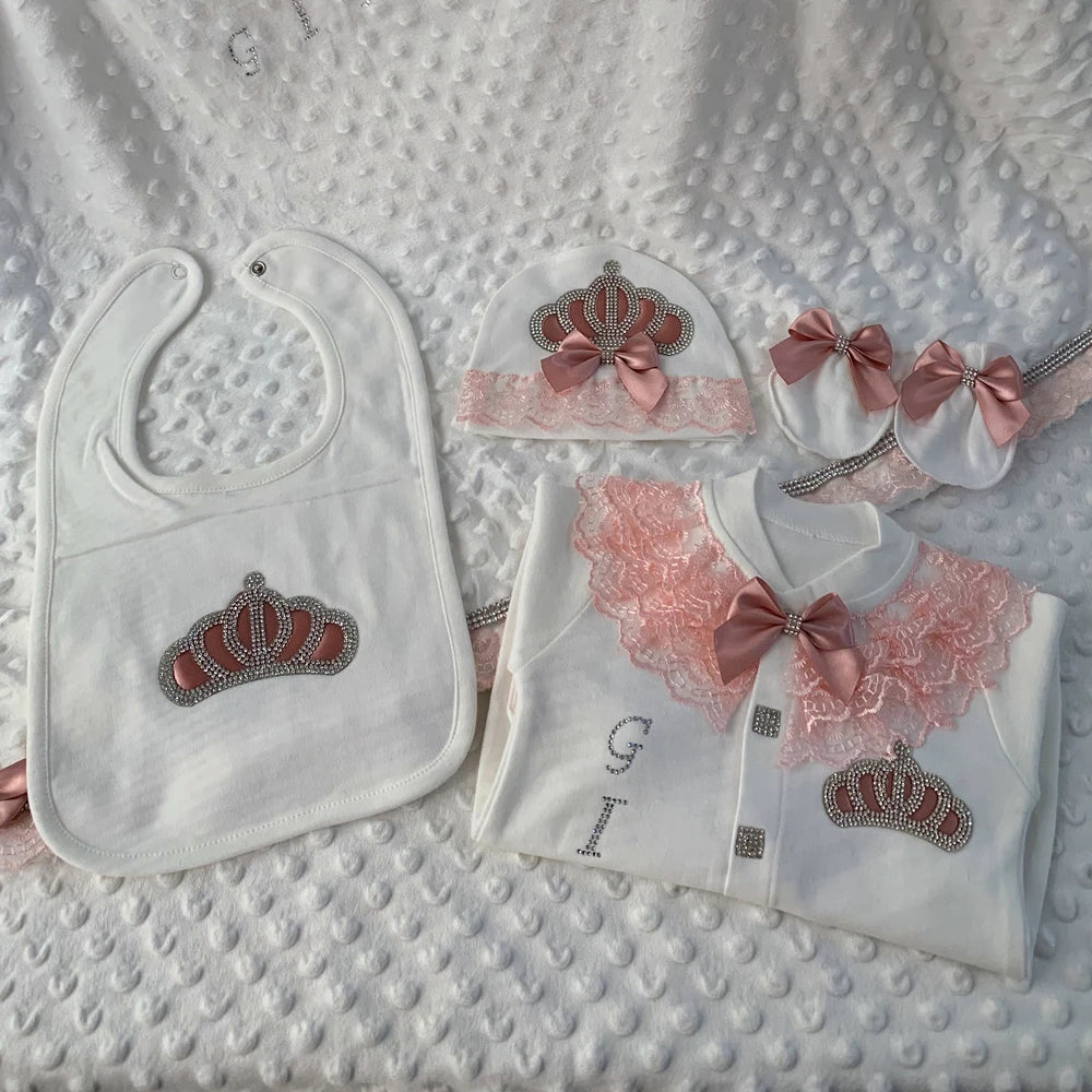 5 Pcs Girl/Boy Hospital Exit Newborn Bling Outfits