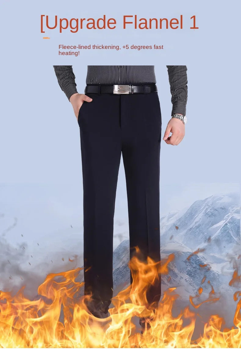 Double Pleated Waist Fleece Winter Suit Pants