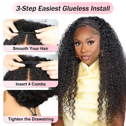 28 inches Curly Flip Over Half Wigs Seamless Wear
