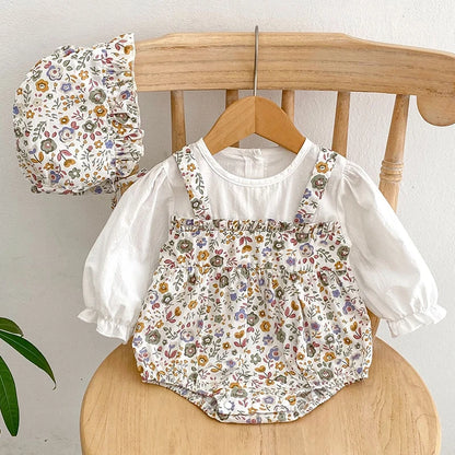 Baby Girls Long Sleeve Flower Embroidery Jumpsuit