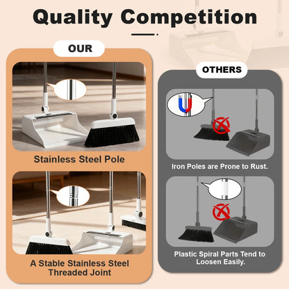 3 in 1 Broom and Dustpan Floor Brush Long-handled