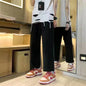 Retro Washed Spliced Denim High Brand Jeans
