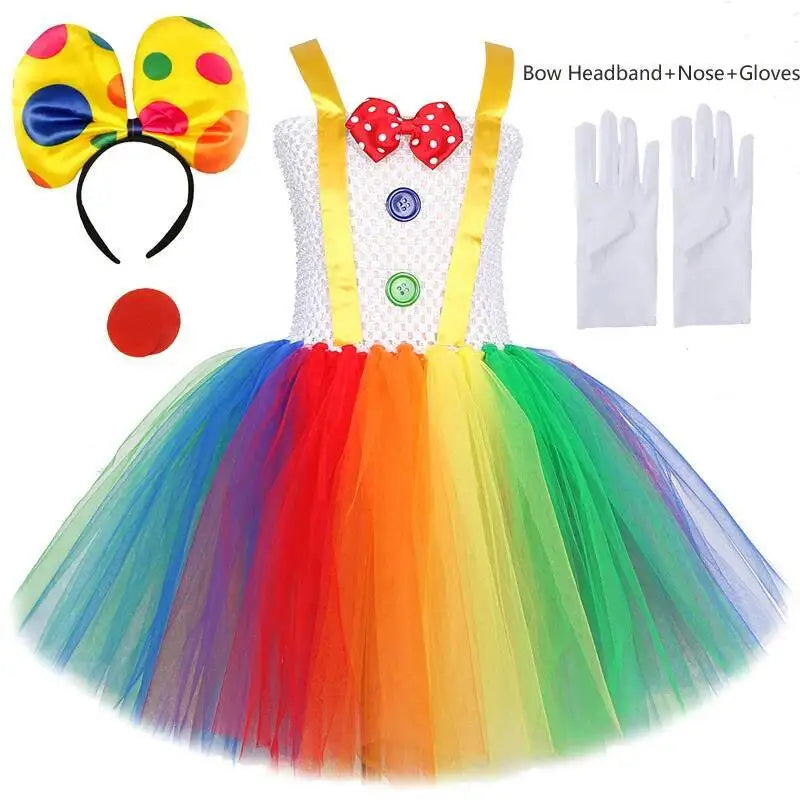 Rainbow Circus Costume Tutu Dress for Girls