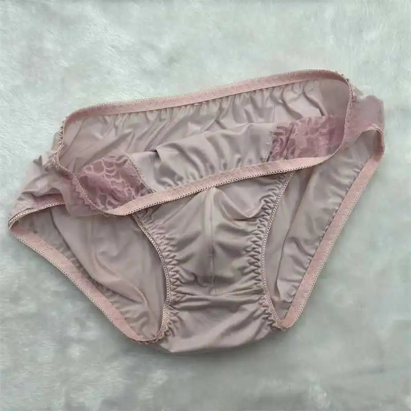 Close-Fitting Men's Silk Smooth Light Purple Lace