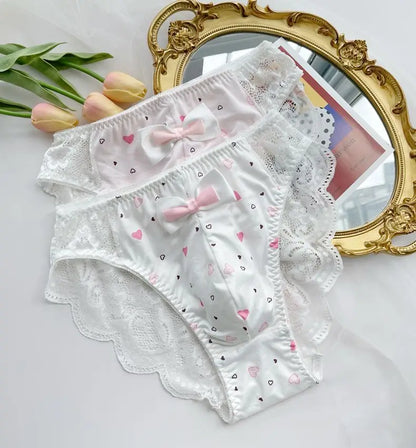 Men's Lace Bowtie Briefs Flower Emroid Sweet Panties
