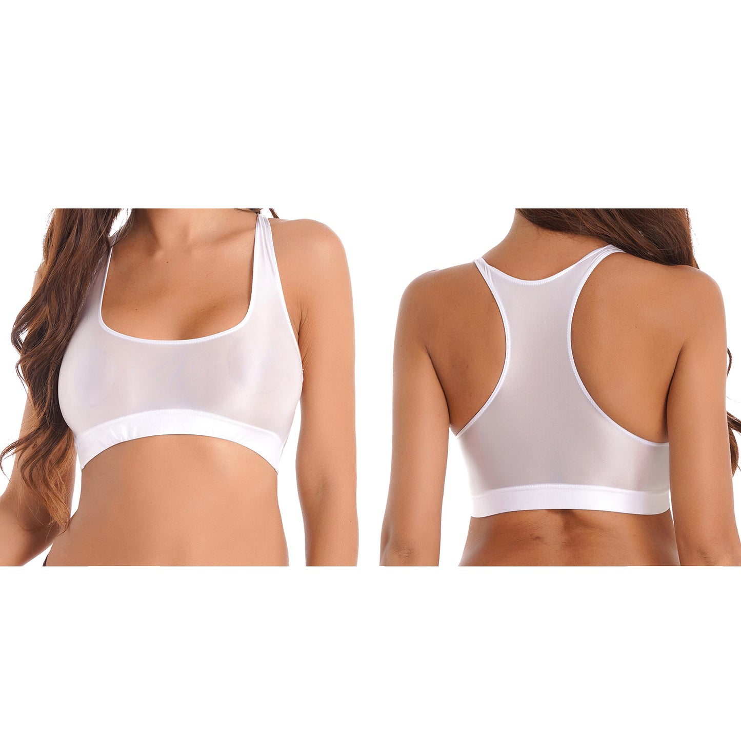 Glossy Womens Mid Waist Gym Fitness Yoga