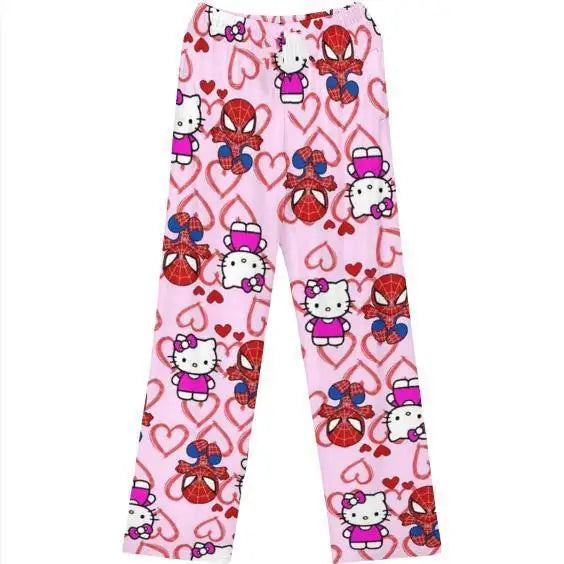 Women/Men Hello Kitty Spider-Man Cotton Loose Pajama Pants