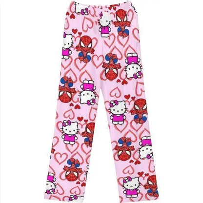 Women/Men Hello Kitty Spider-Man Cotton Loose Pajama Pants
