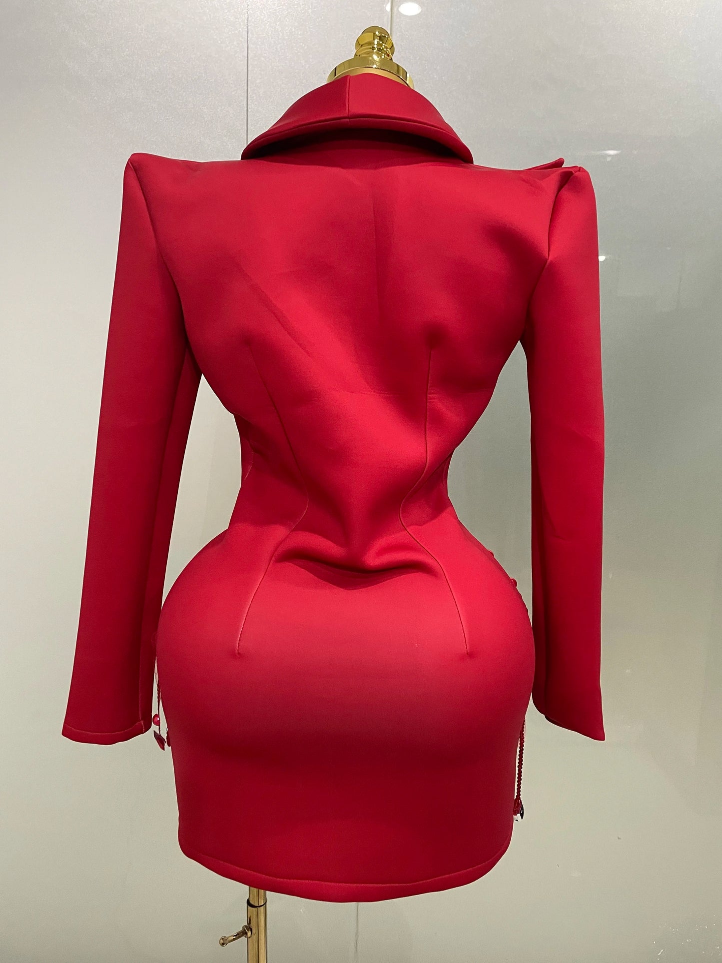 Sparkly Crystal Pearls Long Sleeve Mini Dress