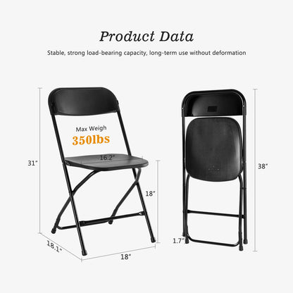 Plastic Folding Chairs, Lightweight Portable Indoor/Outdoor