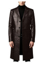 Men's Crocodile Leather Trench Coat Luxury Long