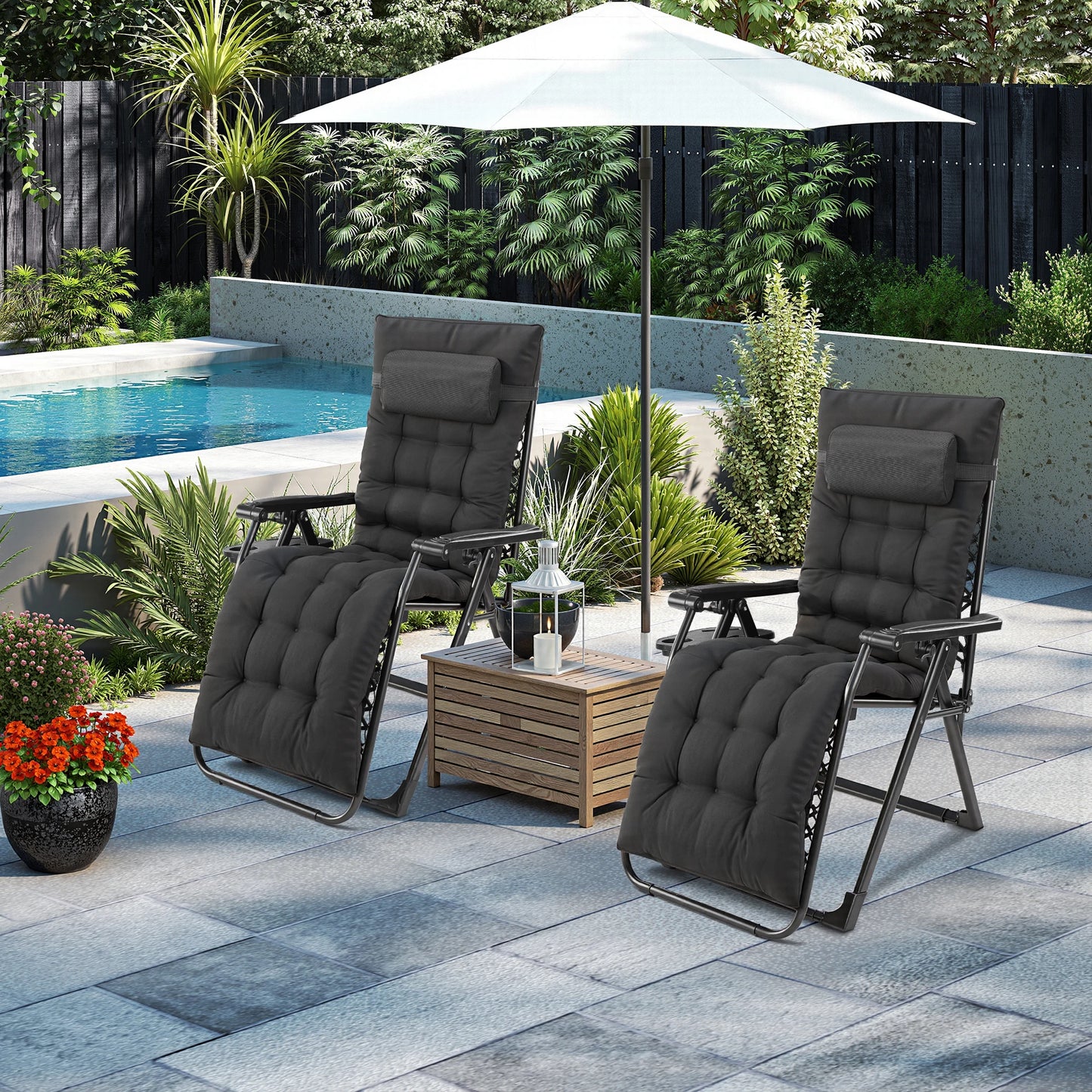 Patio Lounge Chair Folding Portable with Cup Holder