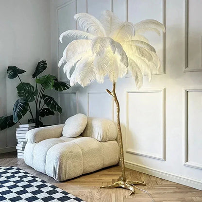 Luxury Feather Floor Standing Lamp Mood Light
