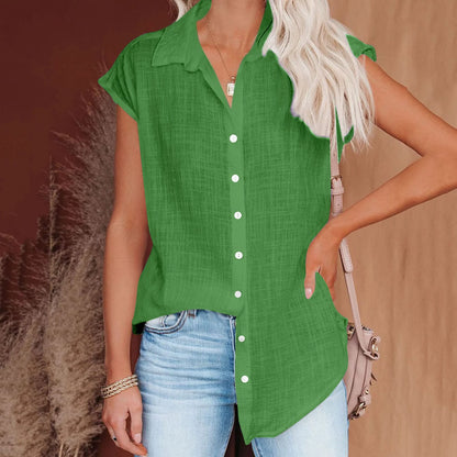 Womens Cotton Linen Casual Short Sleeve Tops