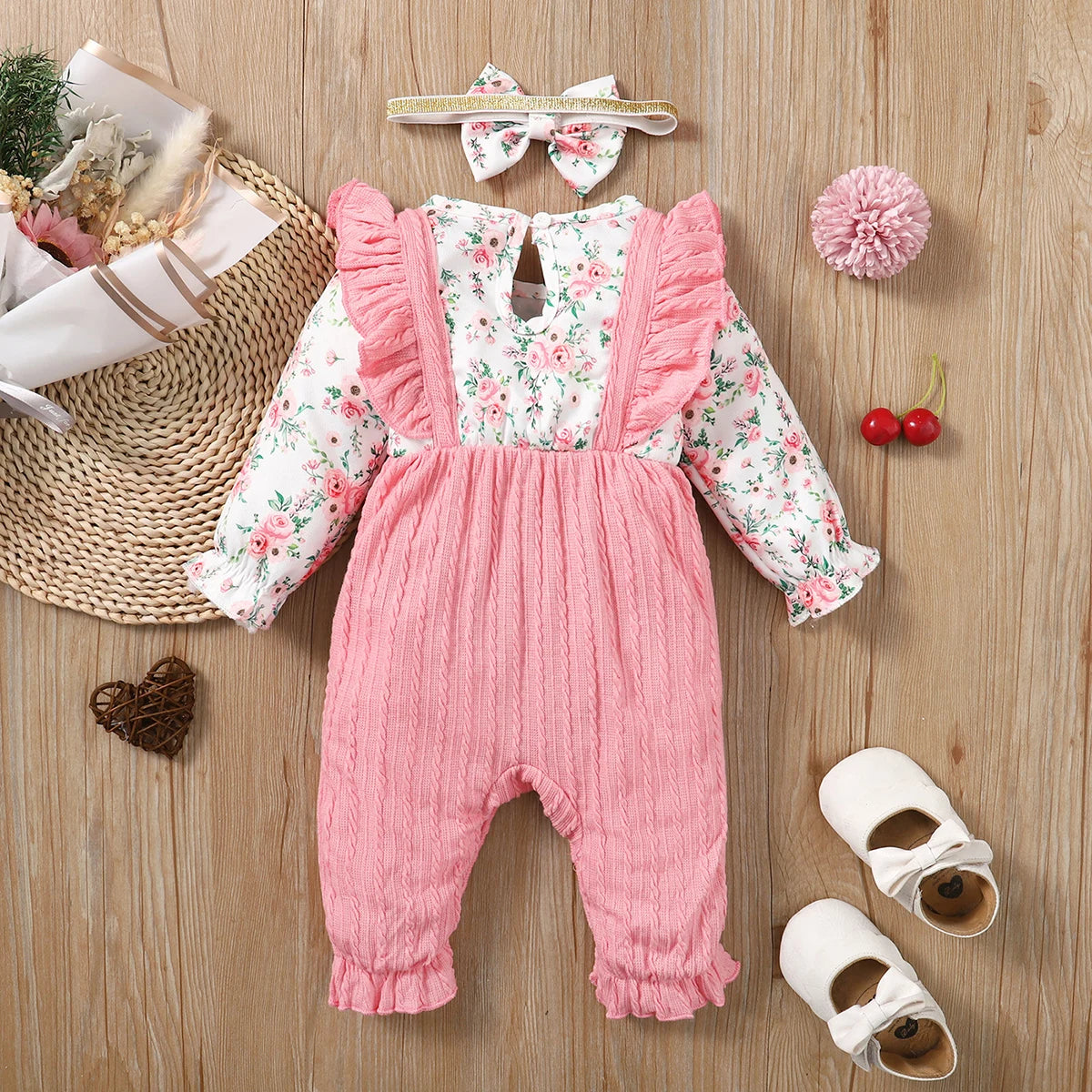 0-18 Months Girl Romper Cute Floral Long Sleeve