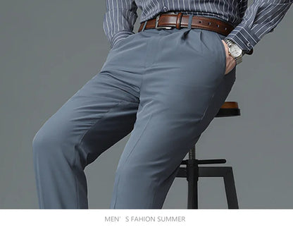 Double Pleated Mens British Pants High Waist