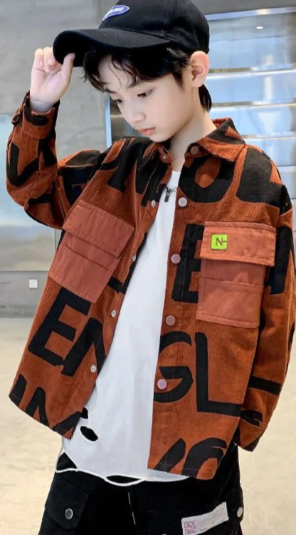 Boys Corduroy Long Sleeve Shirt Lightweight