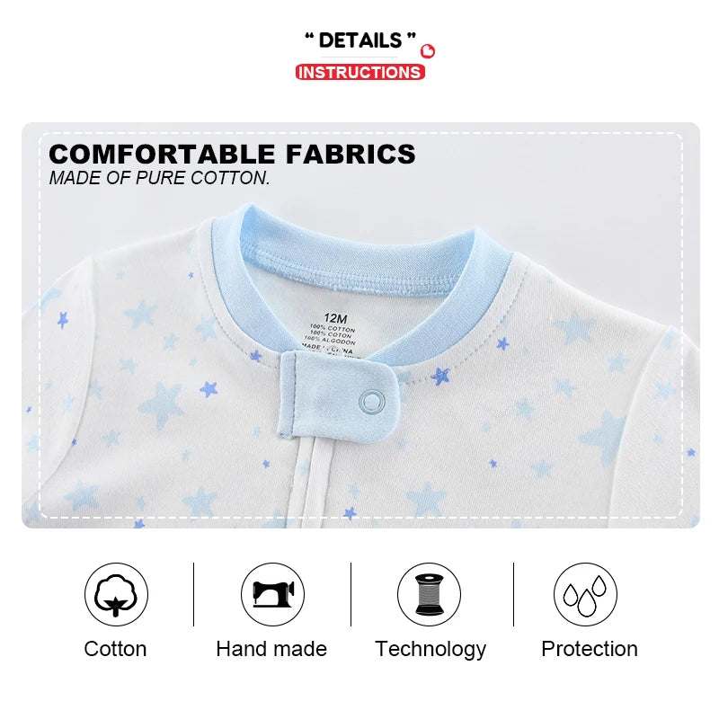 3 Pcs Solid Zipper Baby Rompers 100%Cotton