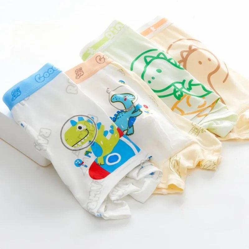 4PCS Mesh Breathable Boy Comfort Antibacterial Cartoon  Underwear