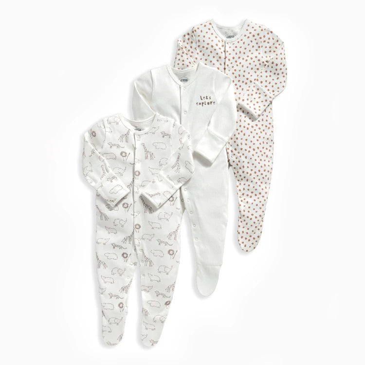 100% Cotton 3 Pcs Boys/Girls Romper Pajamas Jumpsuit
