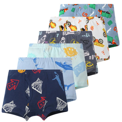 6 Pcs Toddler Boys Cartoon Boxer Briefs Underwear
