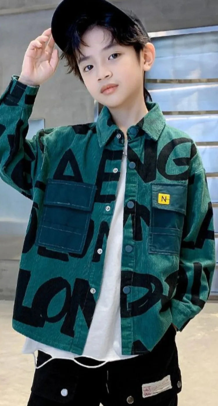 Boys Corduroy Long Sleeve Shirt Lightweight