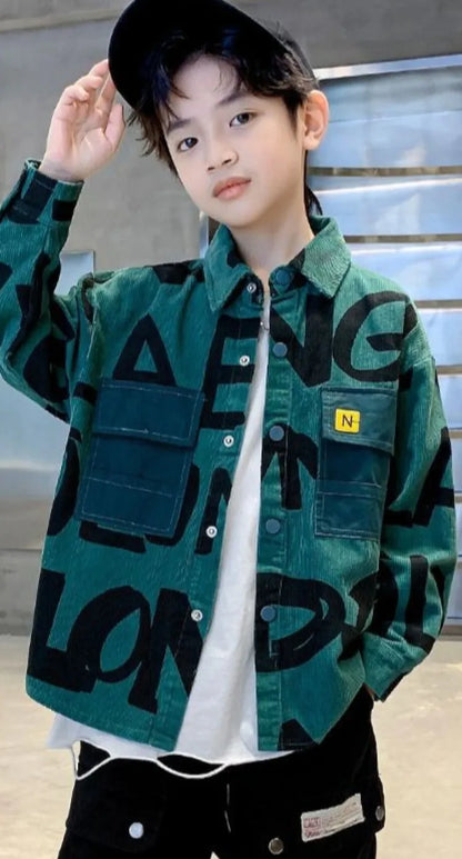 Boys Corduroy Long Sleeve Shirt Lightweight