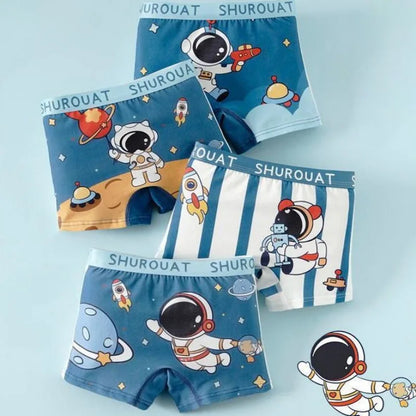 4PCS Boys Cotton  Antibacterial Breathable Cute Underwear