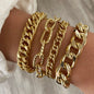 4pcs/Set Minimalist Punk Metal Chunky Chain Bracelet