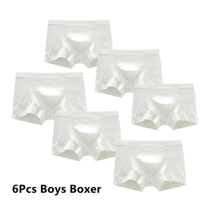 6Pcs Girls/Boys Underwear White Cotton Teen Briefs
