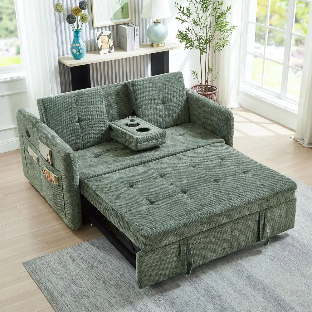 Convertible Sofa Bed with Cup Holder, USB