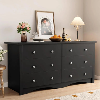 Black 6 Drawer Storage Chest of Drawers