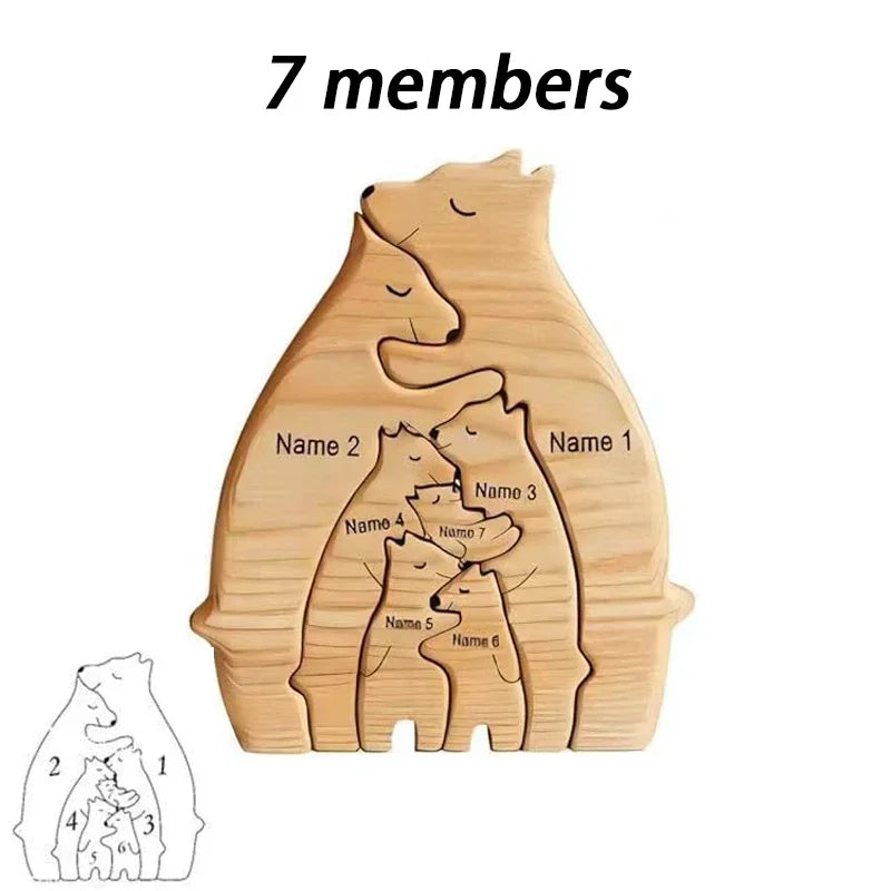 Wooden Bear Family Puzzle Personalized Home Decor