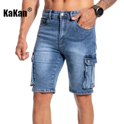Mens Multi Pocket Micro Elastic Jeans Casual