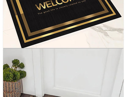 Gold Stripes Decorations Door Entry Carpet House