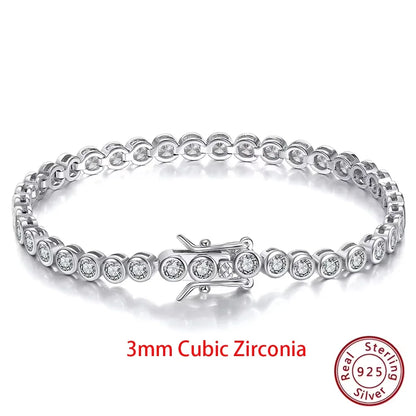 Shiny Tennis Bracelet Sterling Silver Cubic Zirconia