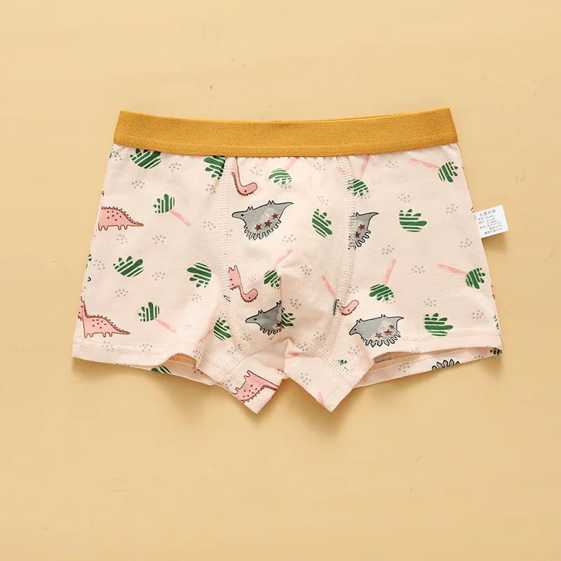 4PCS Boys Cute Cotton Breathable Comfort Underwear