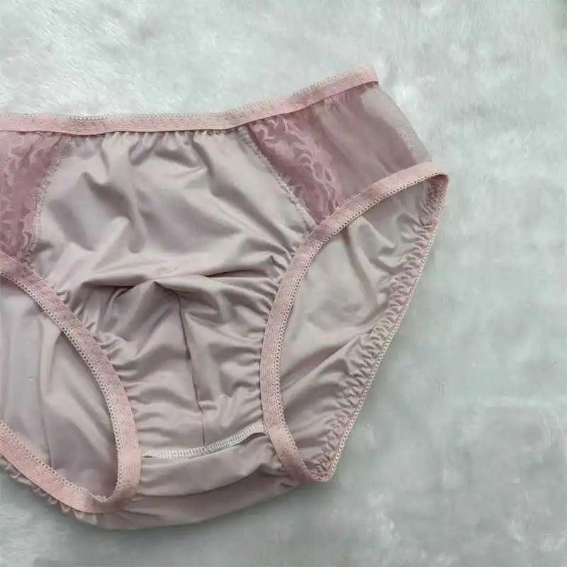 Close-Fitting Men's Silk Smooth Light Purple Lace