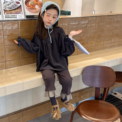 Bat Sleeve Baby Girl's Corduroy Shirt