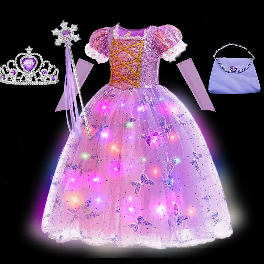 Disney Glowing Rapunzel Costume Girl LED Princess Gown
