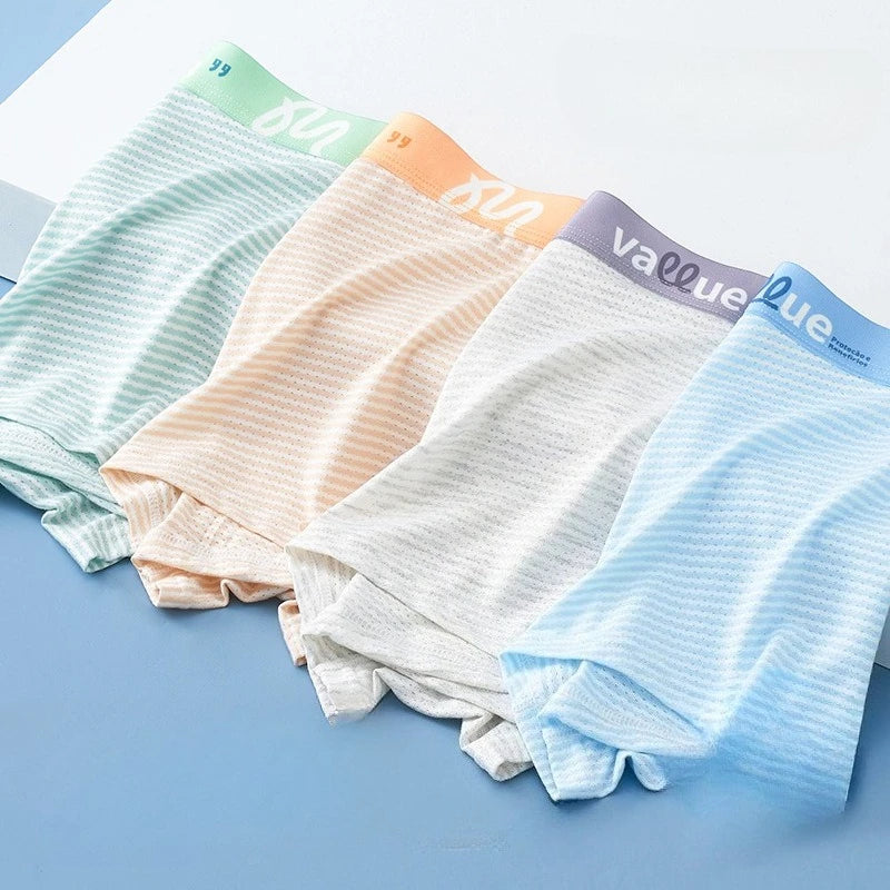 4PCS Teen Boys Mesh Breathable Antibacterial Underwear
