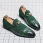 Green Loafers Men Slip-on Leather Luxury
