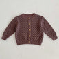 Girls Solid Color Knitted Cardigan Long Sleeves