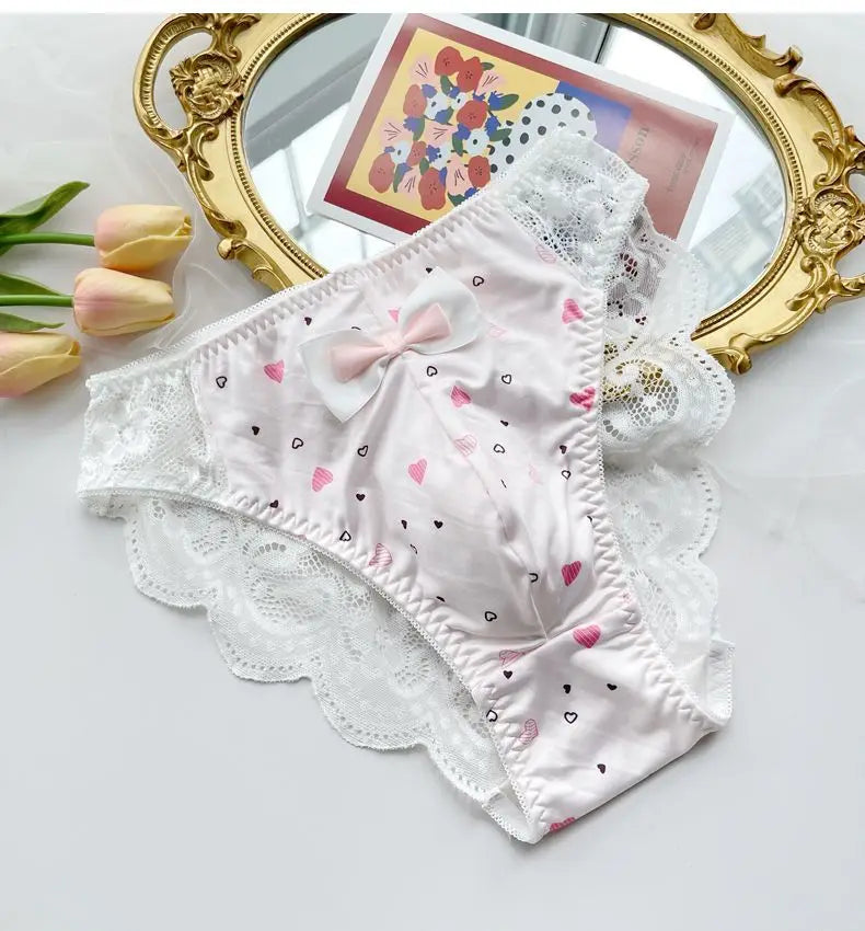 Men's Lace Bowtie Briefs Flower Emroid Sweet Panties