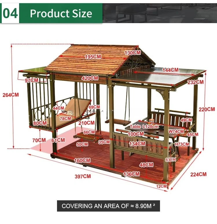 Multifunctional Outdoor Gazebo, Garden Structure,