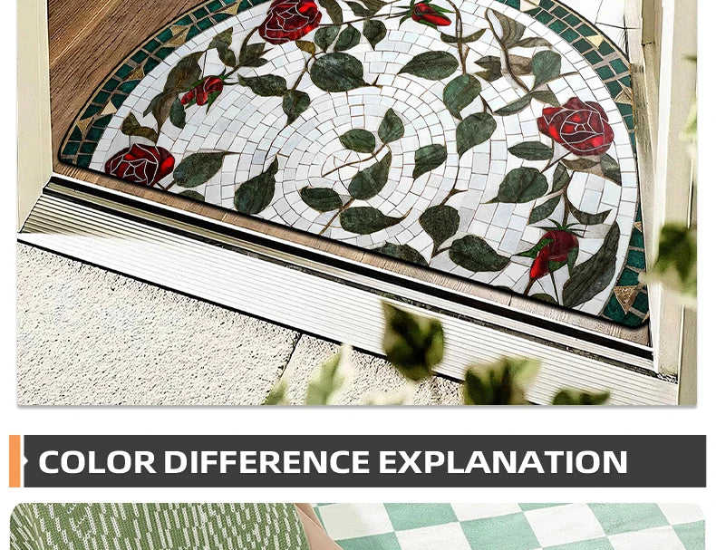 Semi-circular Outdoor Rug Modern Art Style