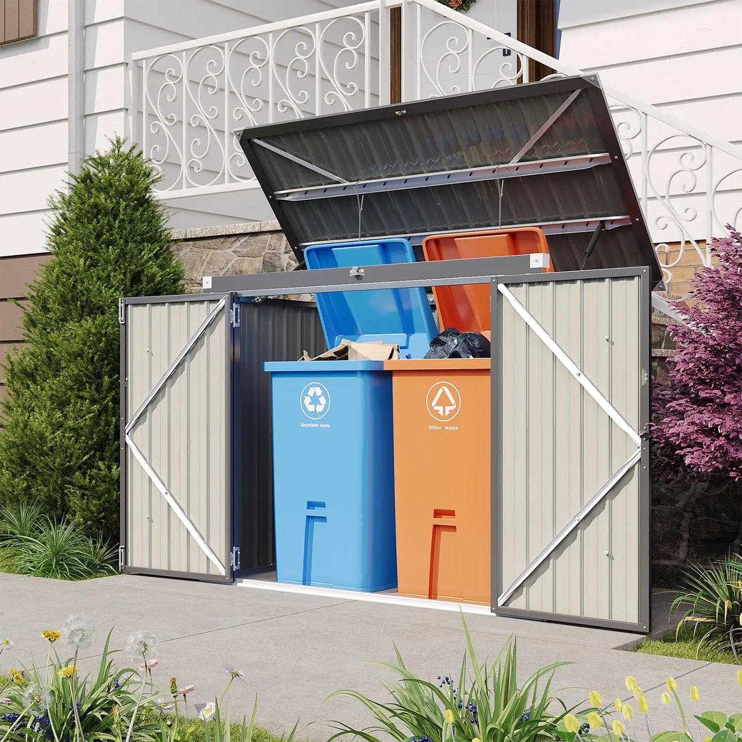 Metal Outdoor Storage Shed with Chain Lid