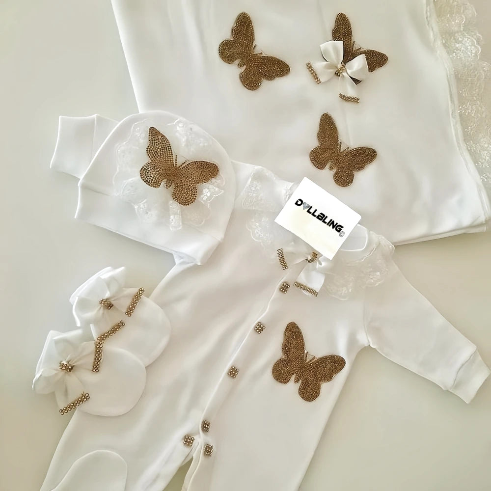 5 Pcs Girl/Boy Hospital Exit Newborn Bling Outfits
