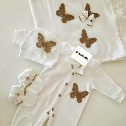 5 Pcs Girl/Boy Hospital Exit Newborn Bling Outfits