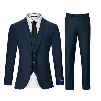 3pcs Men's Classic Solid Color Suit Regular Fit